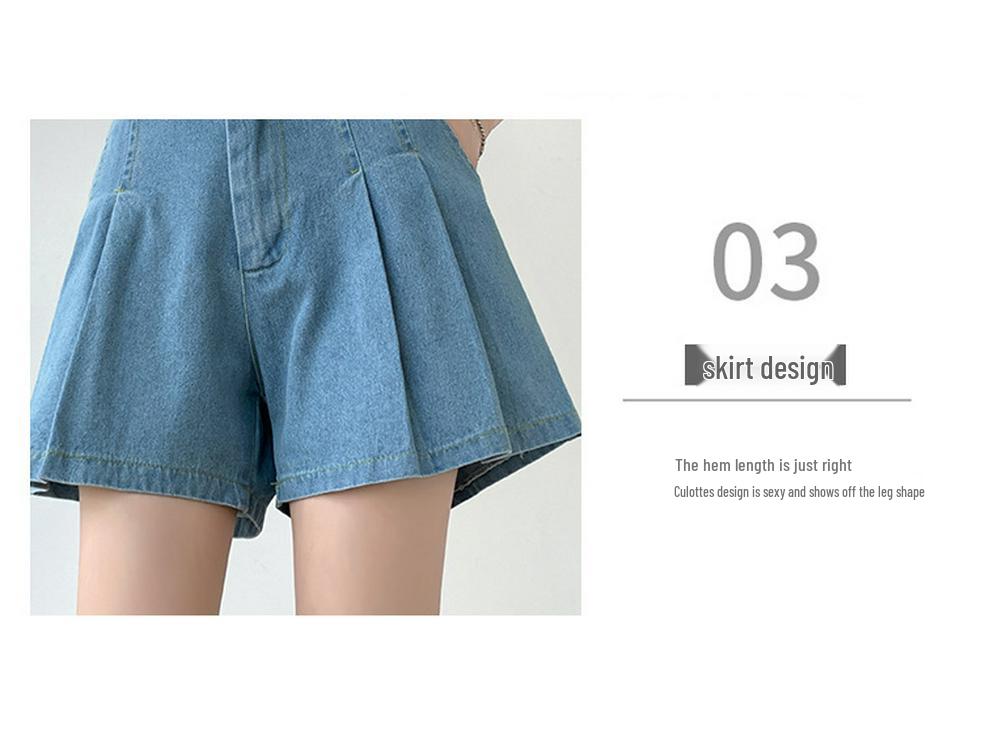Women's Washed Denim Shorts, 2025 Summer Collection: Loose Wide-Leg Design, Elastic High Waist, Casual Fit.