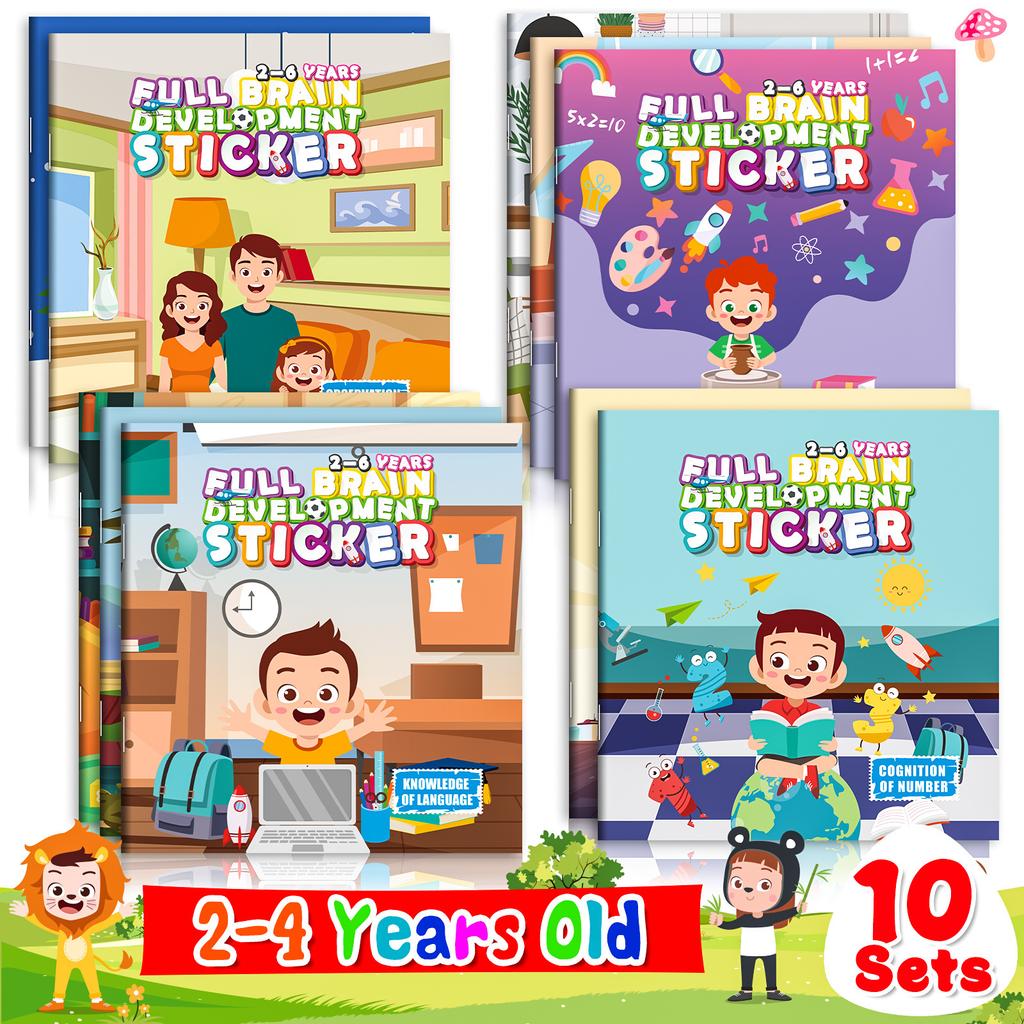 10 Children'S Enlightenment Animal Space Early Education Sticker Books Interest Cultivation Parent-Child Interactive Educational Toy Stickers