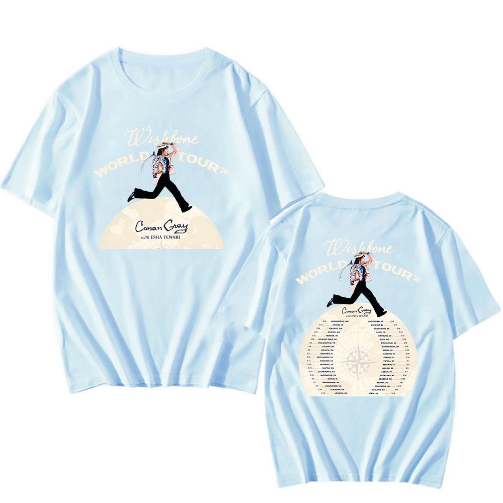 Wishbone World Tour 2026 Tshirts CONAN GRAY Singer Fashion T-shirt Short Sleeve Loose Cotton Male T Shirt Streetwear Unisex Tees