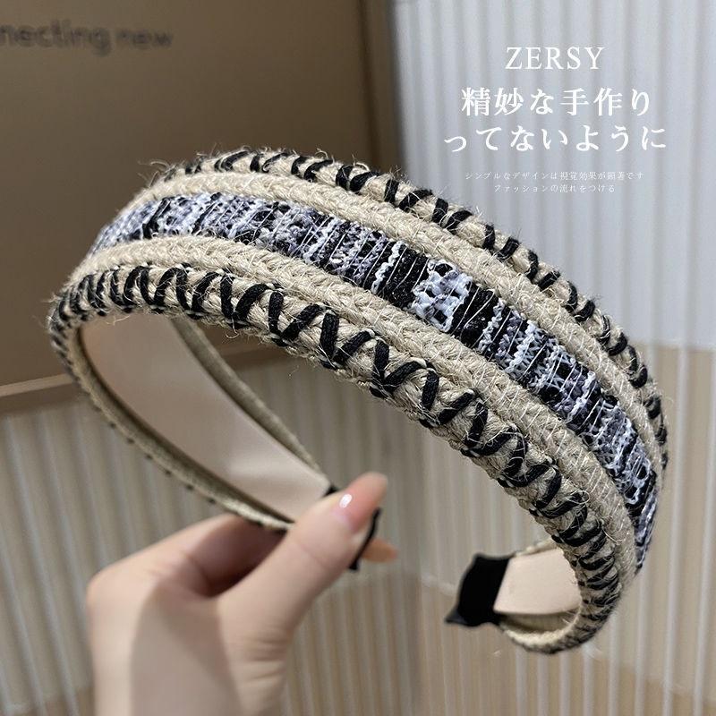 Bohemian Woven Wide Headband for Women, Vacation Style Non-slip Hair Hoop, Colorful Stitching Hairband for Washing Face & Daily Use