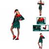Women's Festive Xmas Elf Outfit Velvet Cosplay Costume With Bells