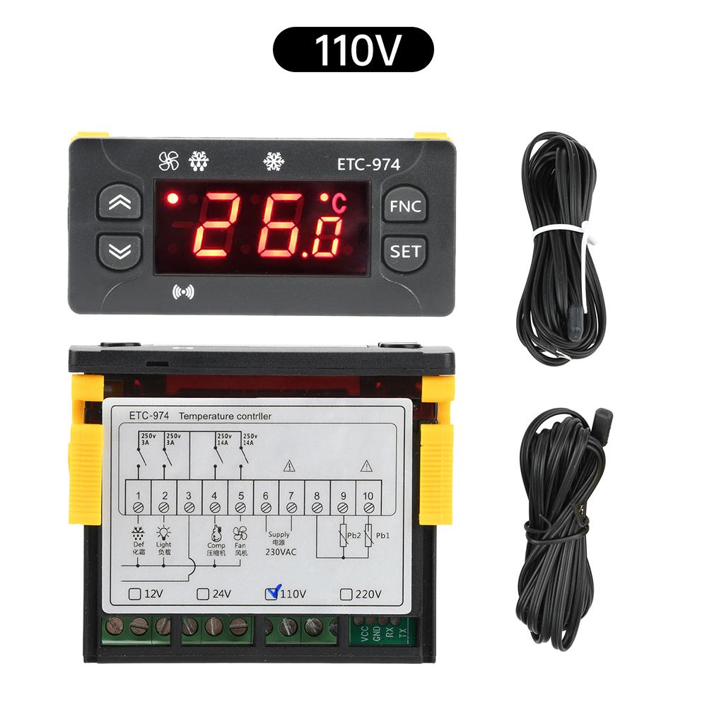 ETC-974 Интеллектуальный цифровой терморегулятор DC12V/24V AC110V/220V Точная регулировка Компрессор/Мороз/Вентилятор