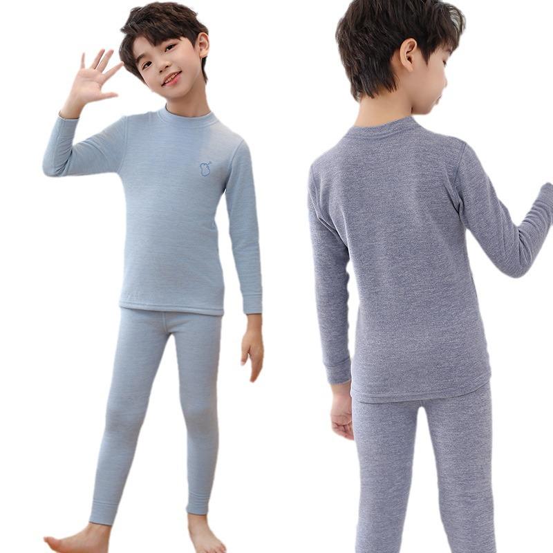 Детский термобелье из шелка и шерсти: Осенняя одежда и брюки для мальчиков и девочек, облегающие пижамы.