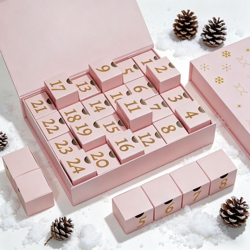 DIY Reusable 24 Slot Christmas Countdown Calendar Box Empty Xmas Gift Organizer for Home Party Favors Holiday Decorations