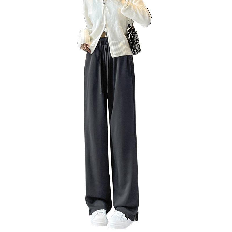 Wide leg pants women's pants spring and autumn new autumn high waist straight casual side split sweatpants