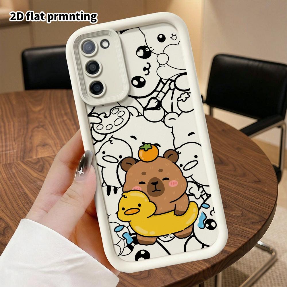 Phone Case: 2D flat, suitable for Samsung Galaxy A34 A35 M05 M06 S20 S22 S21 FE Plus 5G protective cases, floating capybara, perfect Christmas and Hal