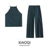 Fashion Style 2024 New Fall Women's Clothing Retro Versatile Cold-Shoulder Spaghetti Straps Sleeveless Shirt 05156884567