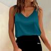 Женские атласные майки с V-образным вырезом, повседневные майки без рукавов, летние базовые майки