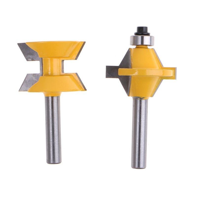 2Pcs 8mm Shank 1/2 Handle Router Bit Set 120 Degrees Groove Chisel Woodworking Cutting Tool