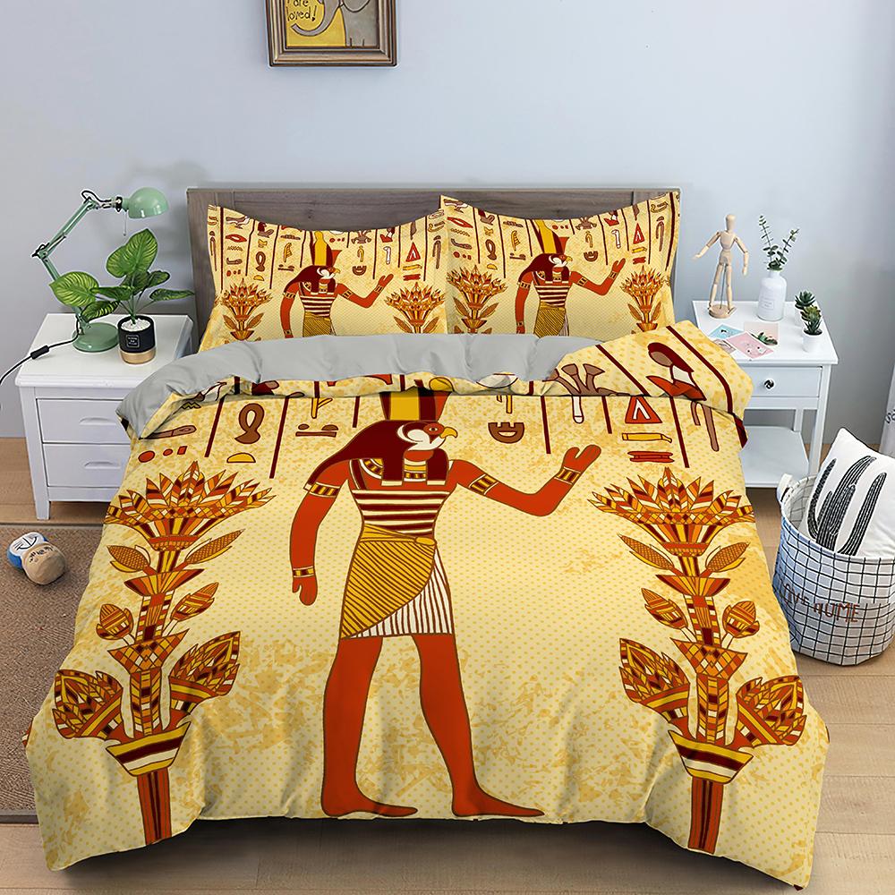 Egyptian Bedding Set Ancient Egypt Civilization Duvet Cover Characters Bedclothes 2/3PCS African Tribe Quilt Cover
