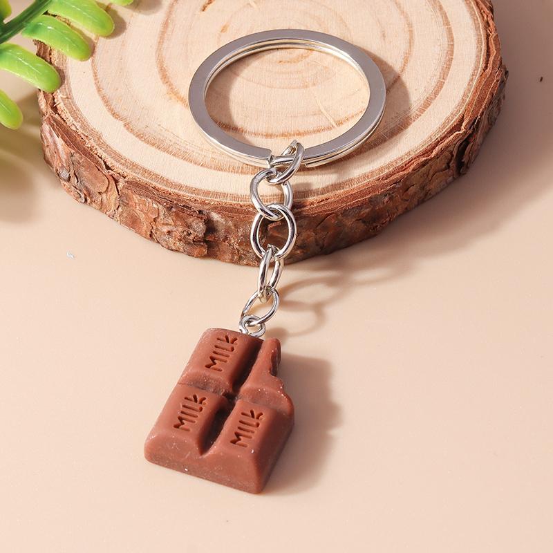 Cute Resin Simulation Food Keychain Cookies Chocolate Key Ring for Car Key Holder Handbag Pendant DIY Jewelry Gifts