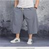 Мужские хлопковые льняные капри-шаровары больших размеров: Легкие, свободные повседневные брюки