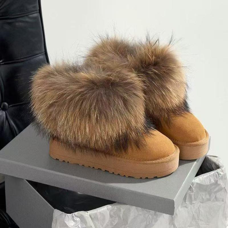 Winter Round Toe Plush Snow Boots for Women Chunky Furry Woman Shoes Comfortable and Elegant Non Slip Fashion Work Ankle Sale