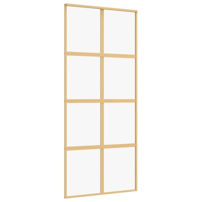 VidaXL Sliding Door, Hanging Door with Stopper, Door with Barn Panels Kitchen Home Interior, Golden Clear Glass 155185