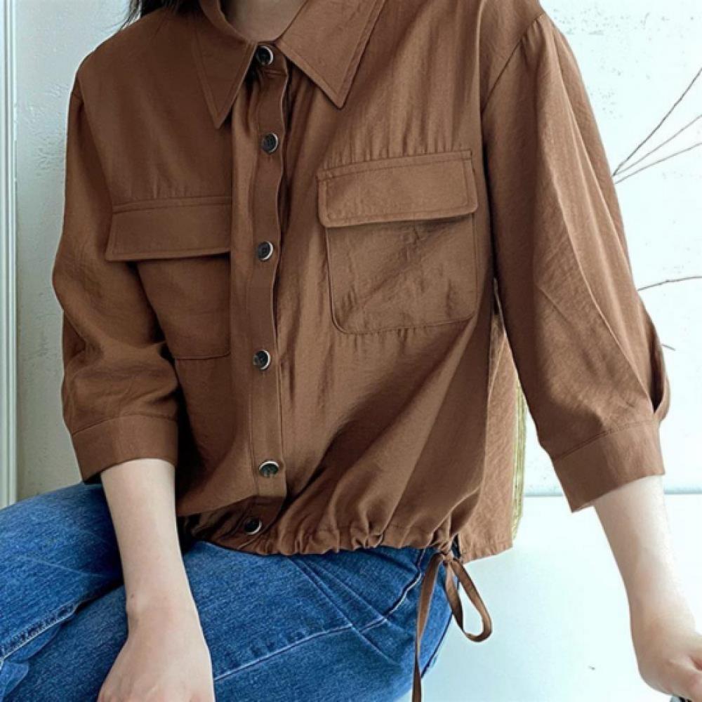 New ArrivalS Open Run Women S Daily Two Pocket Rayon String 7 8 Sleeve Shirt