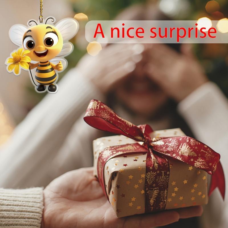 Комплект из 1 предмета: подвеска из плоского акрила Cute Bee 2D, декоративная подвеска на зеркало заднего вида автомобиля, аксессуары для сумки и брелока