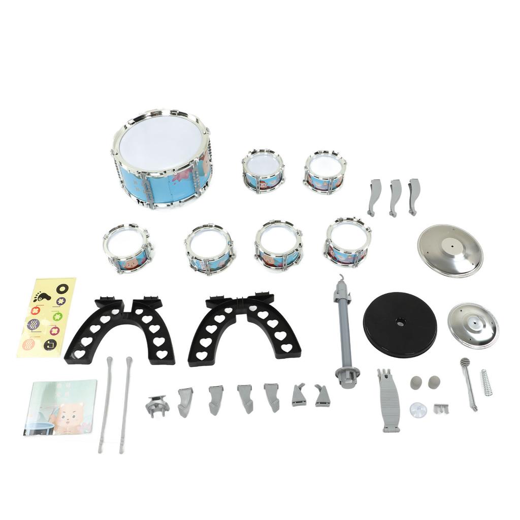 Детский джазовый барабанный набор из 7 барабанов, громкий звук, компактный набор для начинающих со стульчиком для детей от 3 лет и старше