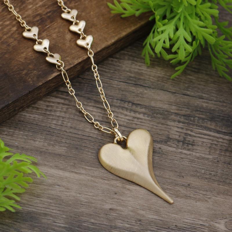 New Brushed Irregular Love Long Pendant Women's Simple High-end Heart-shaped Versatile Long Necklace