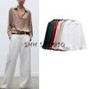 Spring New Women's Clothing Lapel Silk Satin Texture Classic Vertical Shirt 2074580 2074140