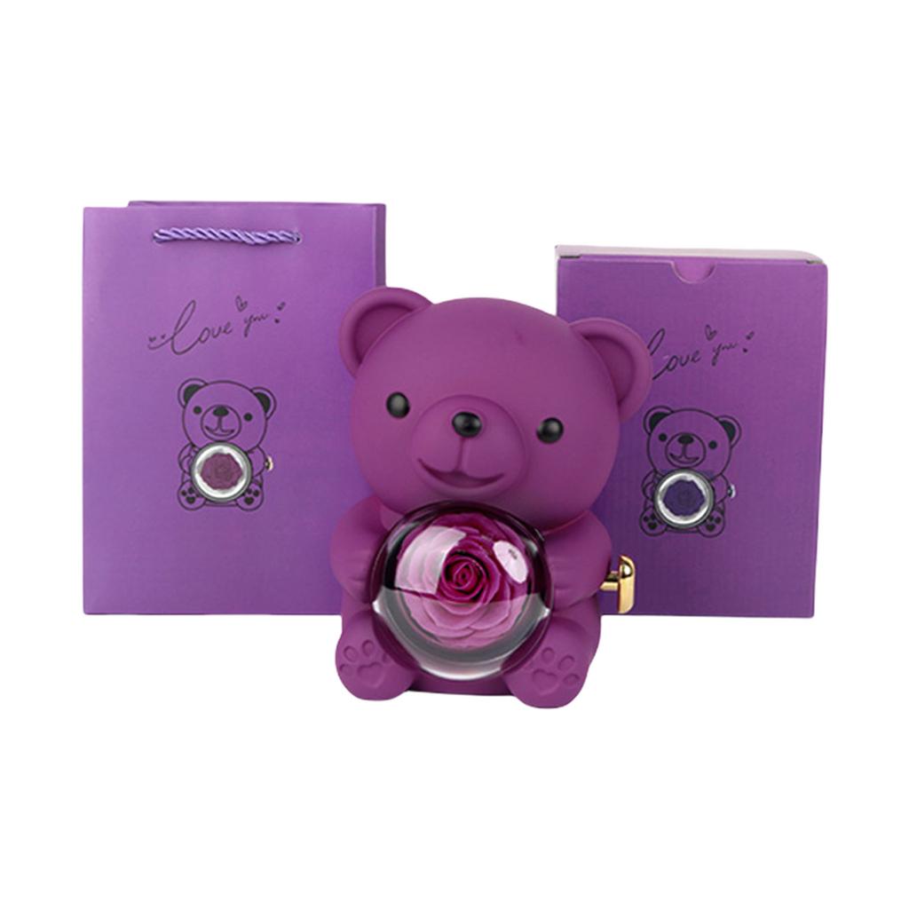 Подарочная коробка Romance Bear с консервированной розой, элегантная для Дня святого Валентина, Дня матери, свадеб, годовщин, различных цветов