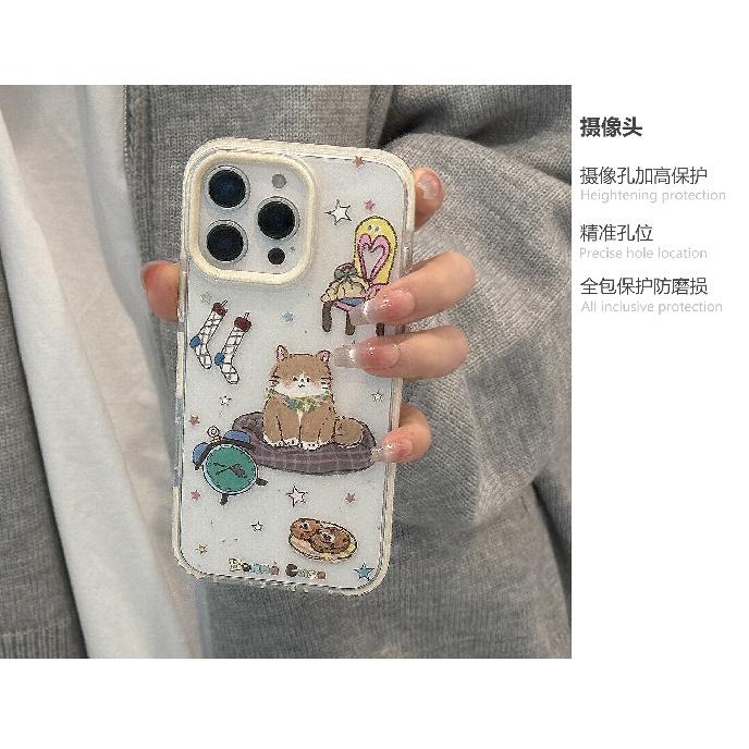 Childlike Cartoon iPhone 15 Apple 16 Pro Max Phone Case with Cat Design, Suitable for 17, 14, 13, Soft and Magnetic
