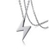 Necklace Silver Titanium Lightning Bolt Pendant Cool Lightning Symbol Necklace 50cm Chain Christmas Popular Gift [Rockyu] Men's