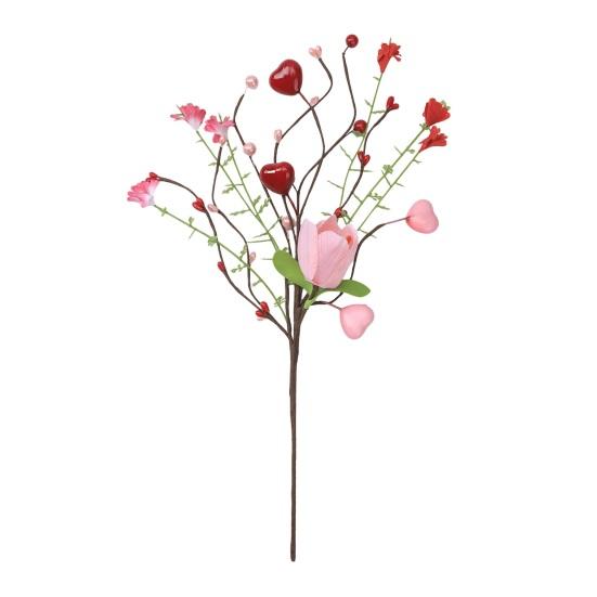 Valentines Day Decorations Red Heart Berries Picks Artificial Valentines Day Floral Cuttings for Home Office Wedding Anniversary Party Decor Gift