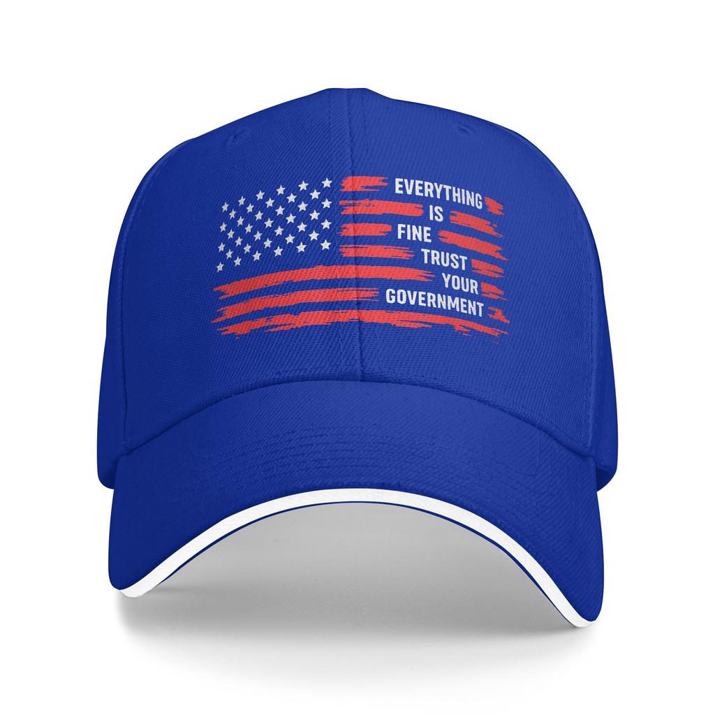 Everything is Fine Trust Your Government Sun Baseball Cap Summer Streetwear Trucker Hat For Male Tennis Skate Baseball Caps
