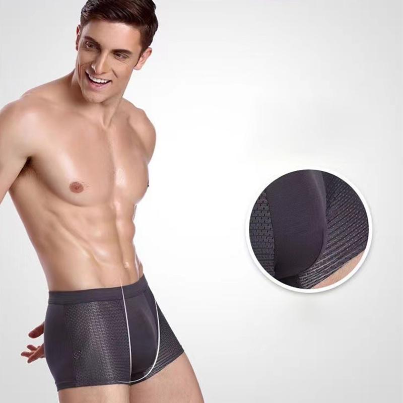 Мужские трусы Ice Silk из сетчатого дышащего материала, удобные свободные тонкие трусы-боксеры больших размеров