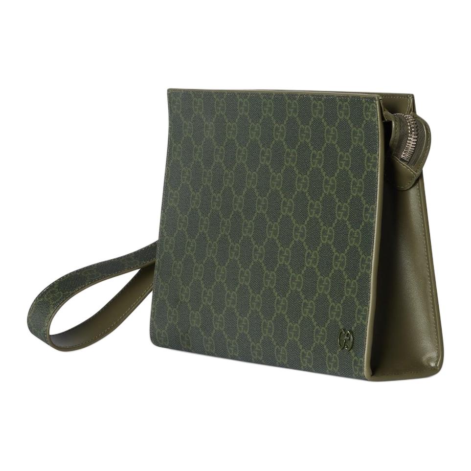 Gucci Маленькая клатч-сумка из ткани с покрытием с монограммой GG Мужская клатч-сумка Лесно-зеленый 768255-FAFBE-8491