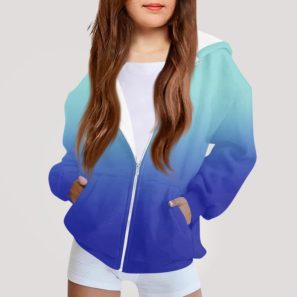 Children's Fashion Printed Long Sleeved Hooded Sweatshirt Girls' Hoodie Jacket