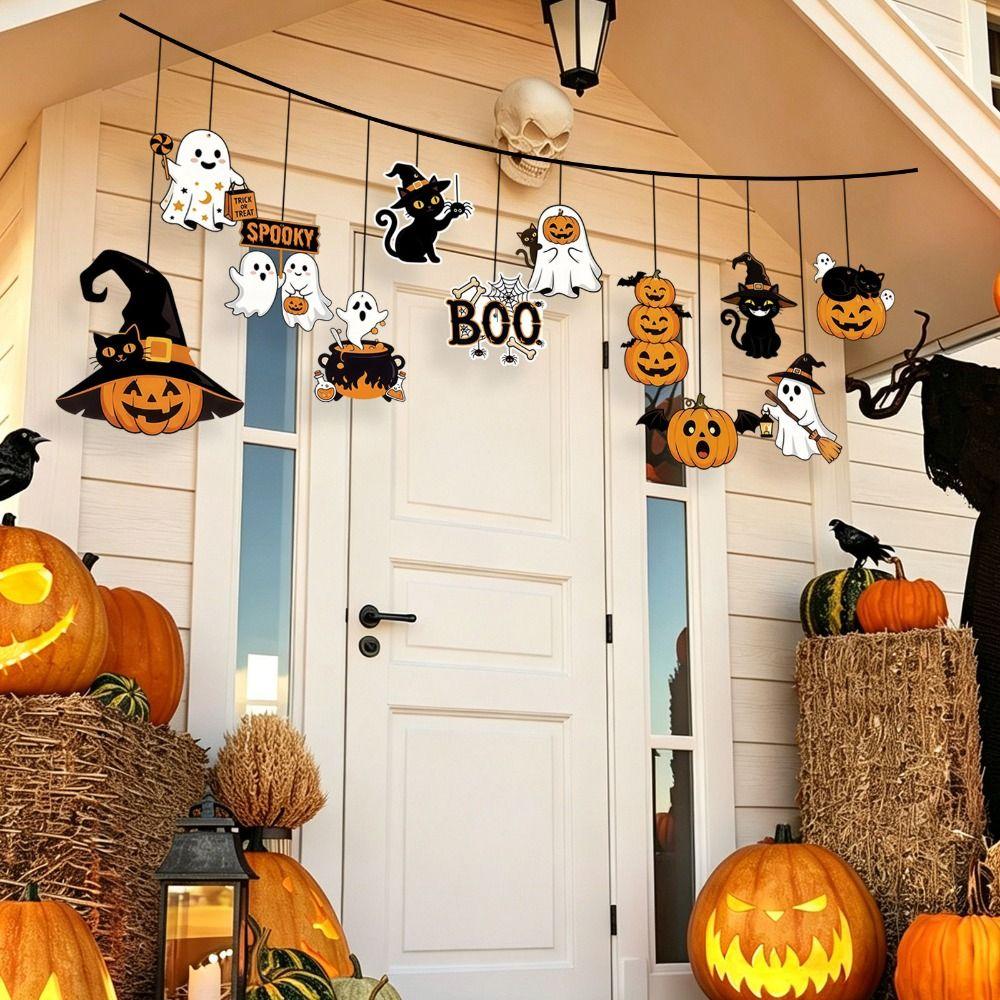 12Pcs Paper Halloween Ghost Decor White Halloween Party Decoration Cute Ghost Prop Home Decor