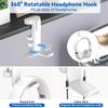 KDD 4 In 1 Desk Organizer Under Desk Headphone Hook with 2 Wire Holes Rotatable Headphone Hanger and Removable Desk Storage for and Pen — —