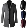 Men Mid Length Slim Fit Woolen Coat With Stand Collar Solid Color