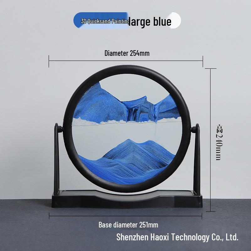 3D Dynamic Sand Art Ornament for Living Room - Round Flowing Sand Painting Home Craft Birthday Gift