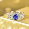Huitan Modern Fashion Women Rings with Oval Blue Cubic Zircon Sparkling Bridal Wedding Rings Statement Accessories Party Jewelry