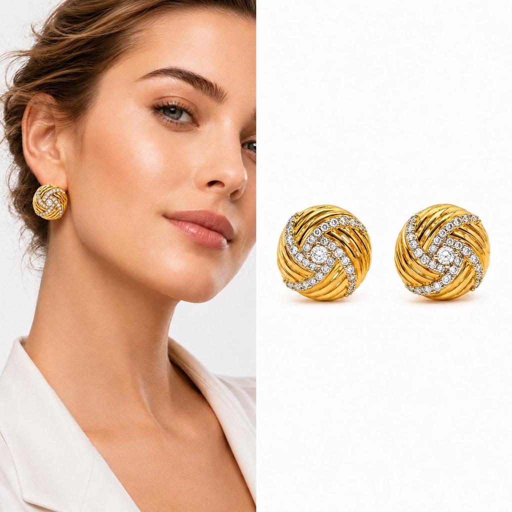 Gold-Plated Geometric Stud Earrings: High-End European & American Style, Personalized Fashion for Beach Vacations