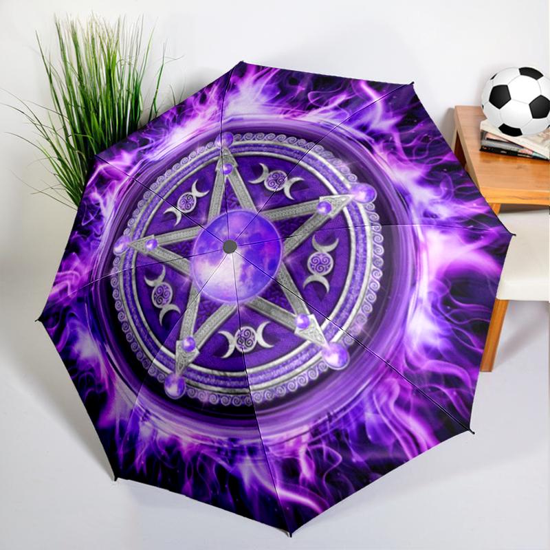 Witchcraft Pentagram Umbrella Automatic Open/close, Sturdy Iron Frame & 8-Rib Struct, Umbrella for Women & Men, Christmas Gifts