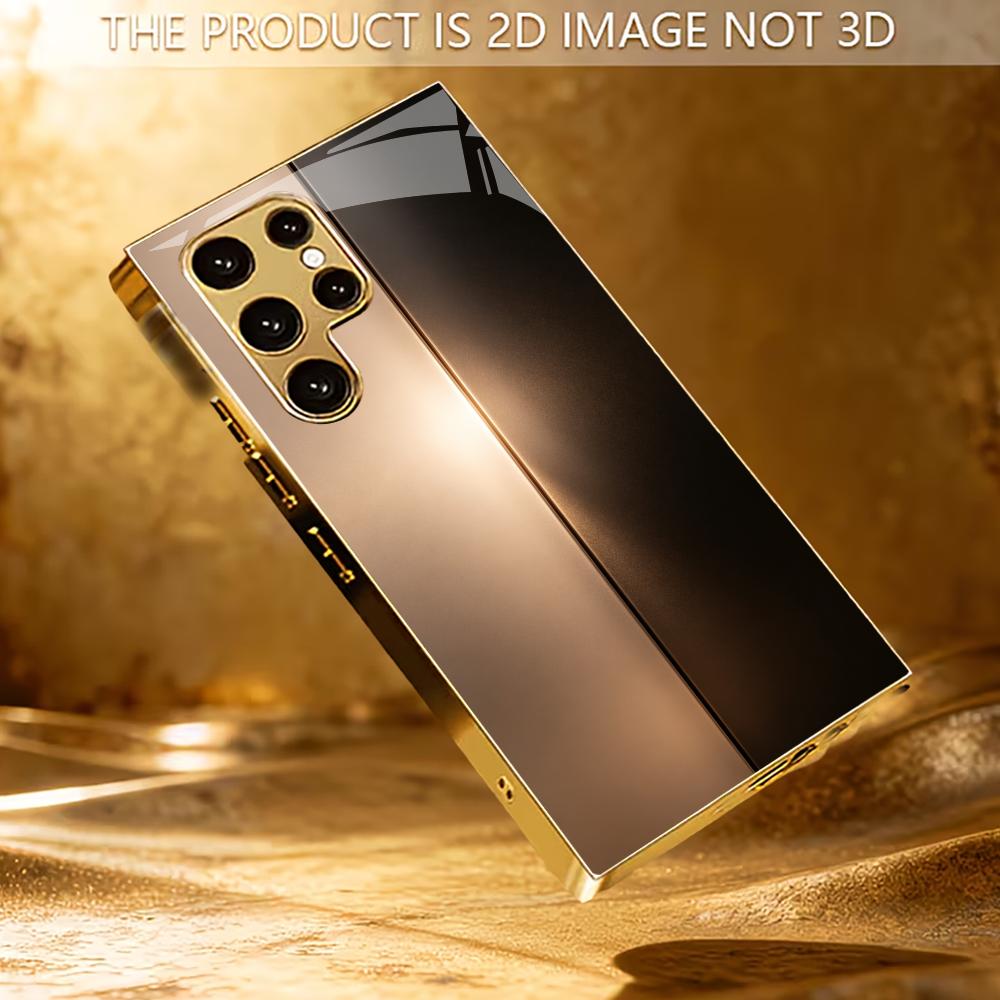 Sleek Gold & Black Gradient phone case glass s25 ultra case s26 ultra case for Samsung Galaxy S26 S25 S24 S23 S22 FE Ultra Plus