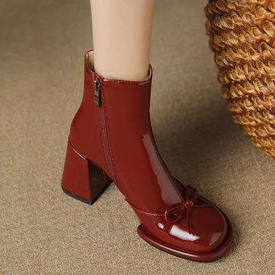 Женские зимние ботильоны на высоком каблуке, модная обувь, дизайнерские ботинки на массивной подошве, новые трендовые платья