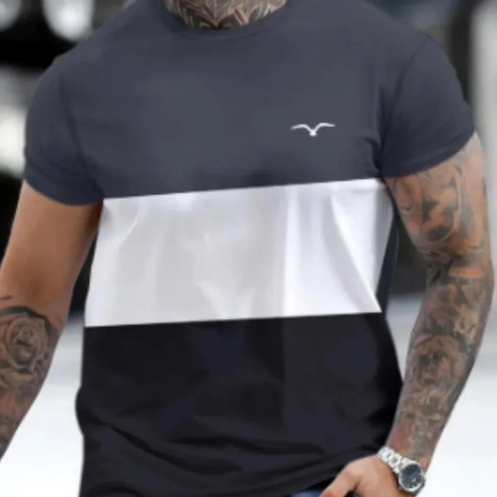 Повседневная мужская полосатая 3D-печатная мужская футболка с коротким рукавом, мужской свободный летний свитер, простая модная атмосферная простая футболка