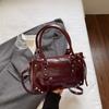 2025 Autumn and Winter Retro New High-end Single Shoulder Crossbody Rivet Boston Pillow Bag Handbag