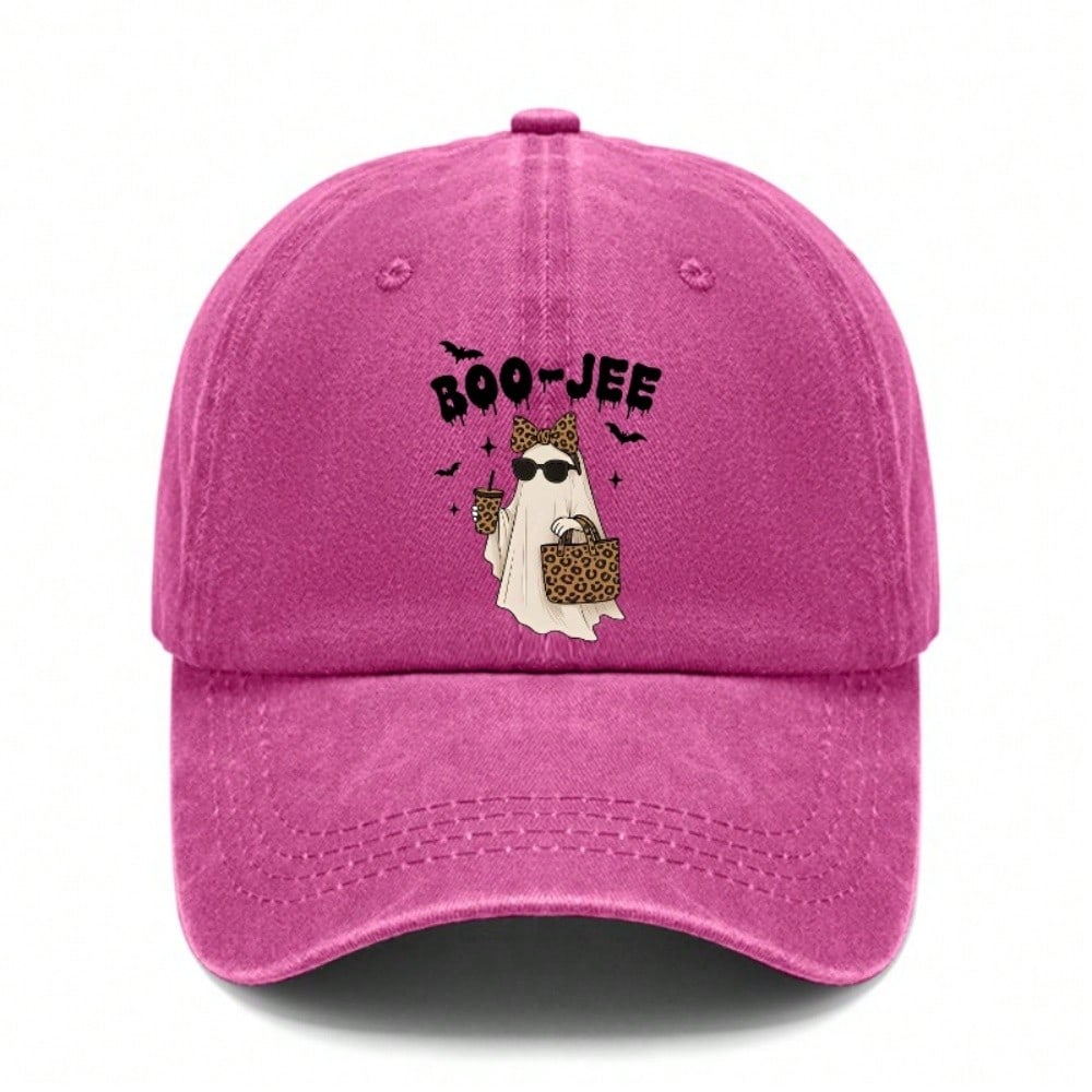 [Halloween Baseball Cap] Boo-Jee Ghost Print Unisex Adjustable Polyester Breathable Casual Trendy Outdoor Sports Hat - Dad Hat, Trucker Hat