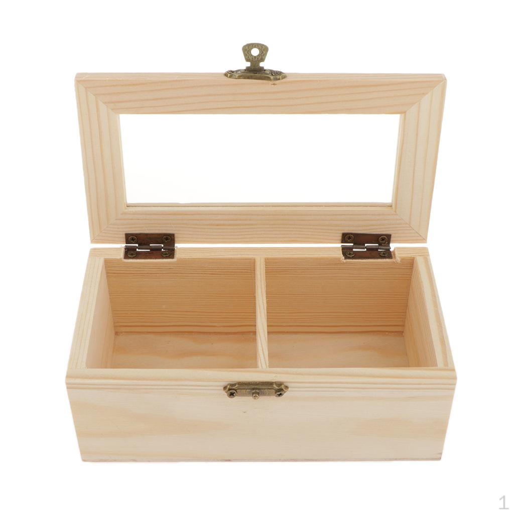 Деревянная шкатулка с 2 отделениями и замком, шкатулка, квадратная крышка для ювелирных изделий,