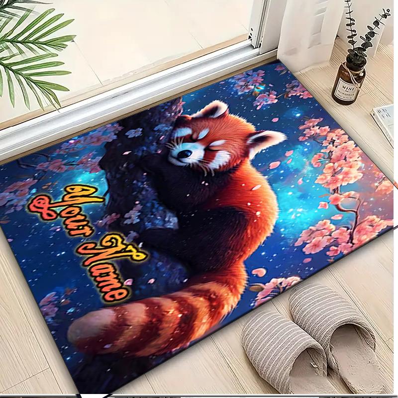 1PC Custom Name Panda Dreams Blossoms Theme Floor Mat Ideal for Living Room, Game Rooms, Office, Bedroom,Floor Mat Playful Design