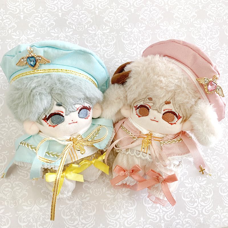 Beret, Cape, Shirt, and Pants 4-Piece Set for 10-15cm Plush Dolls, Blue [Used]