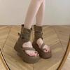 Thick-soled Heightening Trousers, Cool Boots for Women's 2025 Summer New Small Soft-soled Cover-toe Sandals Heightening Roman Women's Shoes
