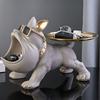 French Bulldog Figurine Key Storage Tray Big Mouth Sunglasses Dog Resin Statue Jewelry Trinket Keys Container Box Animal Desktop Decoration Ornament