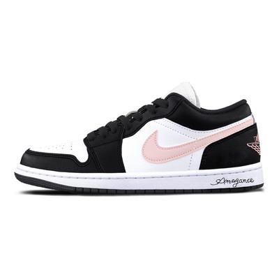 Air Jordan 1 Oolong Pink Амортизация, Износостойкие Низкие Винтажные Баскетбольные Кроссовки Унисекс Черный Белый Розовый 553558-146(Команда766-)