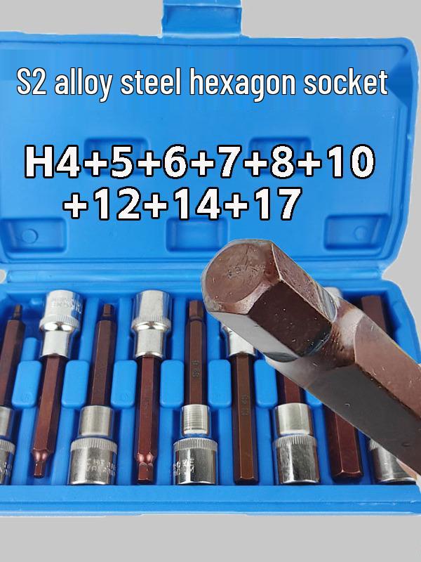 Шестигранный удлиненный бит S2 1/2" для электроотвертки и набор ключей